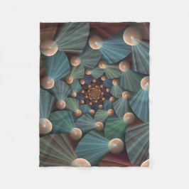 抽象芸術フラクタルアートとデプスブラウン石板ブルー フリースブランケット