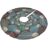 抽象芸術フラクタルアートとデプスブラウン石板ブルー ブラッシュドポリエステルツリースカート (アングル)