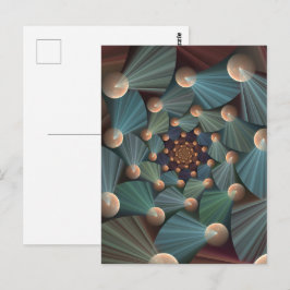 抽象芸術フラクタルアートとデプスブラウン石板ブルー ポストカード