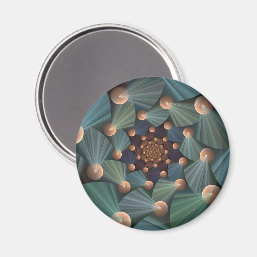 抽象芸術フラクタルアートとデプスブラウン石板ブルー マグネット (正面/裏面)