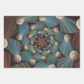 抽象芸術フラクタルアートとデプスブラウン石板ブルー ラッピングペーパーシート (正面3)