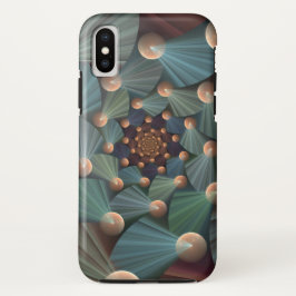 抽象芸術フラクタルアートとデプスブラウン石板ブルー iPhone XSケース