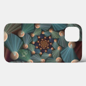 抽象芸術フラクタルアートブラウン、石板、ブルーモノグラム Case-Mate iPhoneケース (裏面 (横))