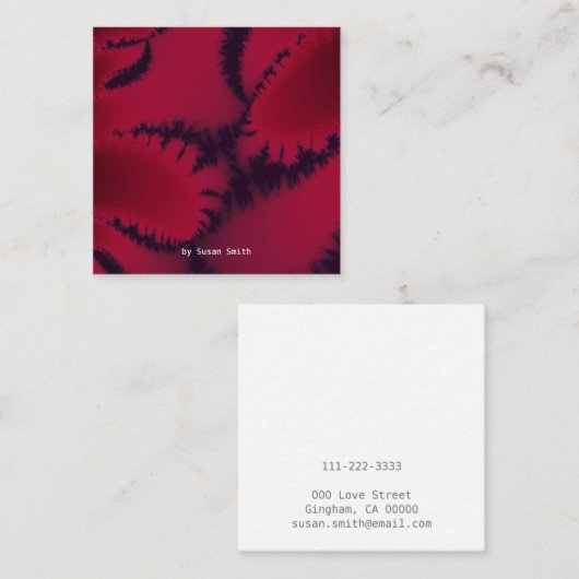 抽象芸術フラクタルバーガンディプラムフラクタル スクエア名刺 (正面/裏面)