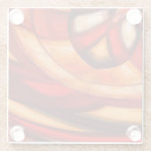 抽象芸術フラクタル円ポスタープリント ガラスコースター (裏面)