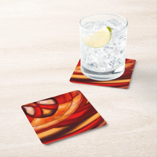 抽象芸術フラクタル円ポスタープリント スクエアペーパーコースター (インサイチュ)