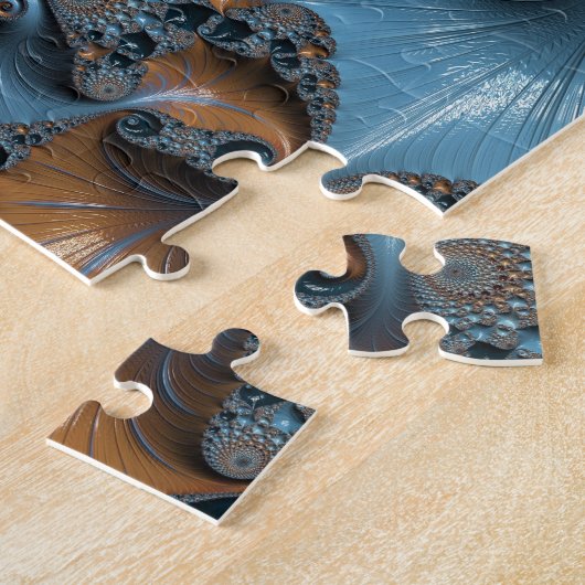 抽象芸術フラクタル南西ターコイズ ジグソーパズル (側面)