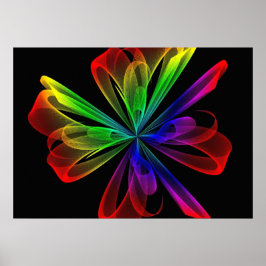 抽象芸術フラクタル波デザイン ポスター