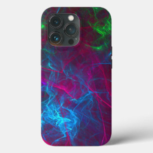 抽象芸術フラクタル炎ピンク紫青緑 iPhone 13 PROケース
