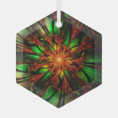 抽象芸術フラクタル花デザイン。   ガラスオーナメント (正面)