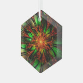 抽象芸術フラクタル花デザイン。   ガラスオーナメント (正面左)