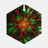 抽象芸術フラクタル花デザイン。   ガラスオーナメント (裏面)