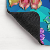 抽象芸術フラクタル花2D |青いシアンの波 マウスパッド (コーナー)