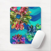 抽象芸術フラクタル花2D |青いシアンの波 マウスパッド (マウス)