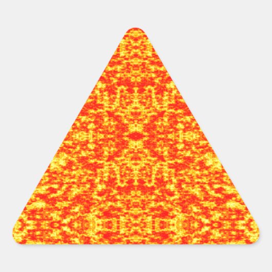 抽象芸術フラクタル（赤とオレンジ） 三角形シール (正面)