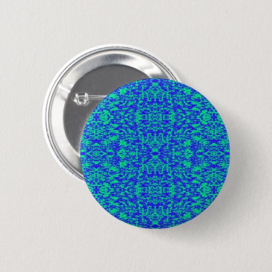 抽象芸術フラクタル(青と緑) 缶バッジ (正面&裏面)