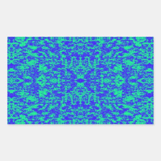 抽象芸術フラクタル（青と緑） 長方形シール (正面)