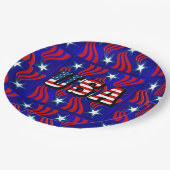 抽象芸術フラグのパターンと米国の文字紙プレート ペーパープレート (アングル)