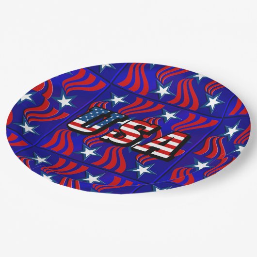 抽象芸術フラグのパターンと米国の文字紙プレート ペーパープレート (アングル)