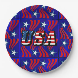 抽象芸術フラグのパターンと米国の文字紙プレート ペーパープレート