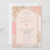 抽象芸術フラミンゴピンクブライダルシャワー   招待状 (正面)