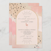 抽象芸術フラミンゴピンクブライダルシャワー   招待状 (正面/裏面)