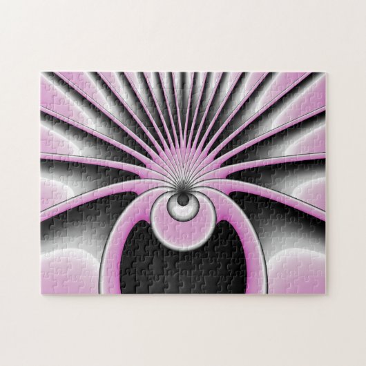 抽象芸術フラモダンクタルアートピンクグレーブラック姿 ジグソーパズル (横)