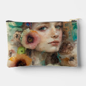 抽象芸術フラワーウーマンポートレート アクセサリーポーチ (裏面)