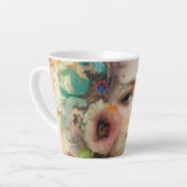 抽象芸術フラワーウーマンポートレート カフェラテマグ (左アングル)