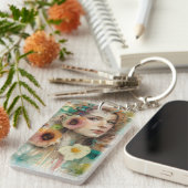 抽象芸術フラワーウーマンポートレート キーホルダー (正面右)