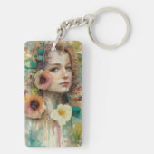 抽象芸術フラワーウーマンポートレート キーホルダー (裏面)