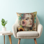 抽象芸術フラワーウーマンポートレート クッション (椅子)