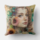 抽象芸術フラワーウーマンポートレート クッション (裏面)