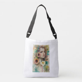 抽象芸術フラワーウーマンポートレート クロスボディバッグ