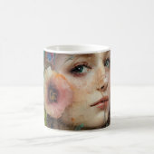 抽象芸術フラワーウーマンポートレート コーヒーマグカップ (中央)