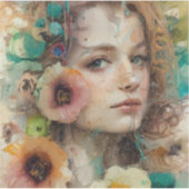 抽象芸術フラワーウーマンポートレート シール (正面)