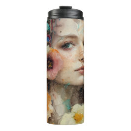 抽象芸術フラワーウーマンポートレート タンブラー