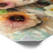 抽象芸術フラワーウーマンポートレート ポスター (角)