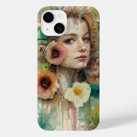抽象芸術フラワーウーマンポートレート Case-Mate iPhoneケース (裏面)