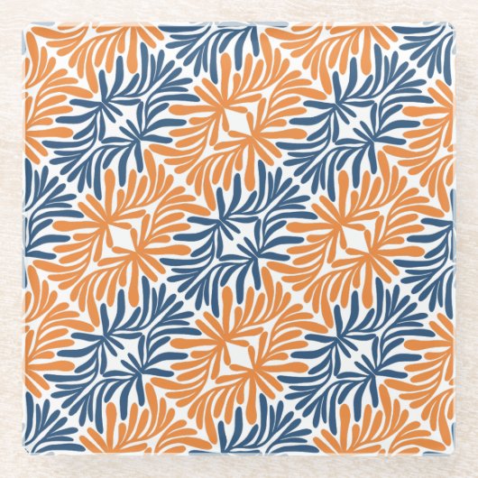 抽象芸術フラワーエレガンスコースター ガラスコースター (正面)