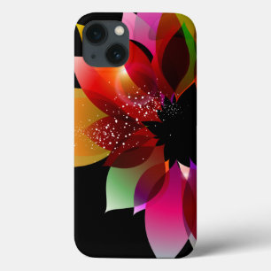 抽象芸術フラワーオンブラック iPhone 13ケース