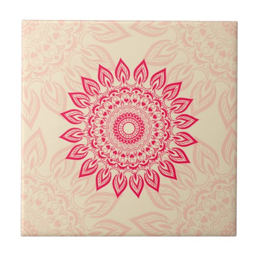 抽象芸術フラワーオーナメントタイル入り房保スタイル タイル (正面)