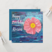 抽象芸術フラワーキュートパーソナライズされた誕生日 カード (正面/裏面インサイチュ)