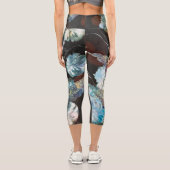 抽象芸術フラワークロップドヨガパンツ カプリレギンス (裏面)