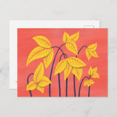 抽象芸術フラワーコーラルイエローフローラ幾何学模様 ポストカード (正面/裏面)