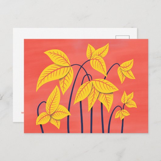 抽象芸術フラワーコーラルイエローフローラ幾何学模様 ポストカード (正面/裏面)