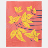 抽象芸術フラワーズサンゴイエローフローラジオメトリックアート フリースブランケット (正面)