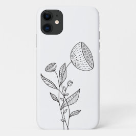 抽象芸術フラワーズドーミニマルドルホスタイリッシュワイト iPhone 11 ケース