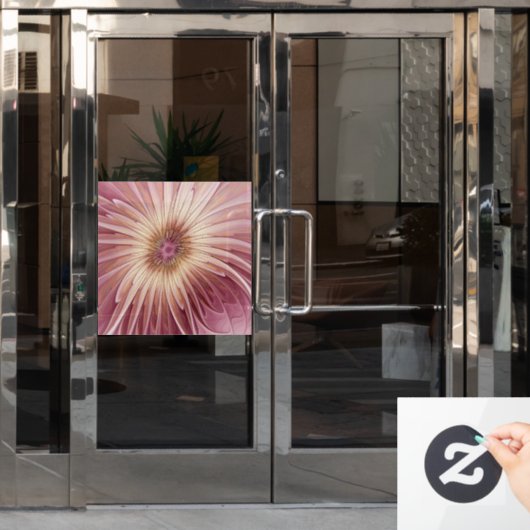 抽象芸術フラワーフラクタルアート&バーガンディの色合い ウィンドウサイン (オフィスドア)