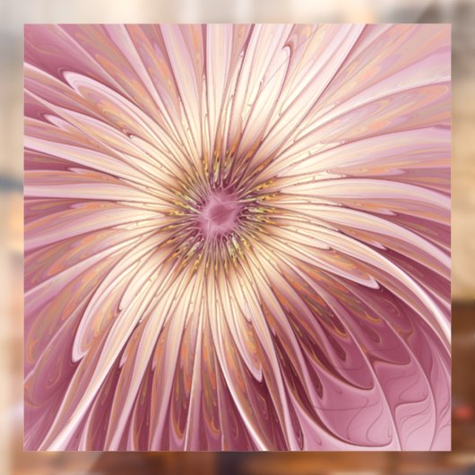 抽象芸術フラワーフラクタルアート&バーガンディの色合い ウィンドウサイン (シート2)